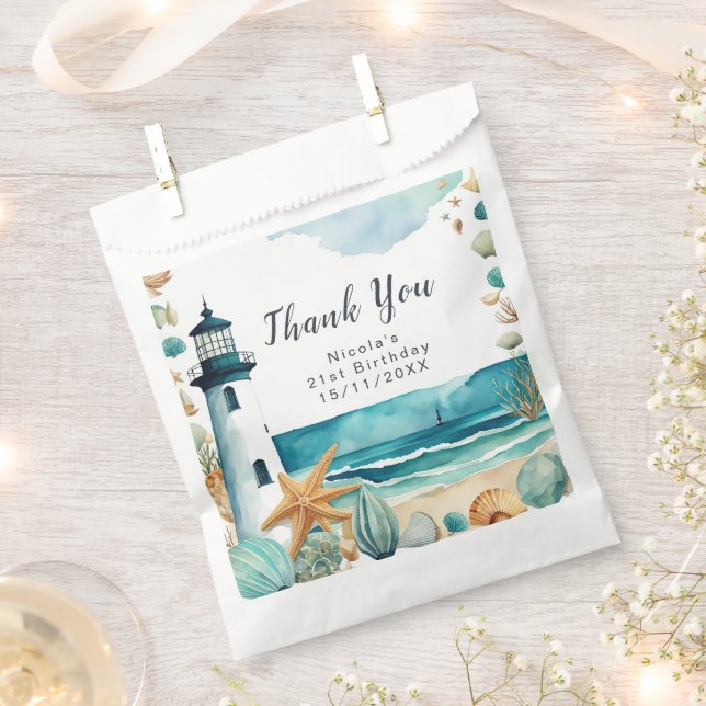 Nautical Lighthouse Birthday Favour Bag (Clipped)
