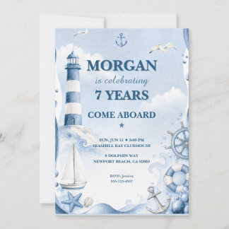 Nautical Lighthouse Birthday Invitation