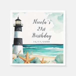 Nautical Lighthouse Birthday Napkin
