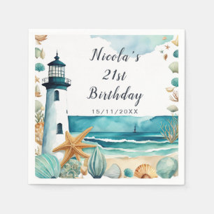 Nautical Lighthouse Birthday Napkin