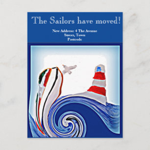 Nautical Lighthouse Boat New Address Postcard