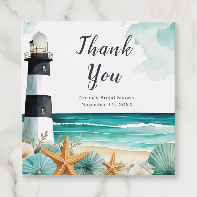 Nautical Lighthouse Bridal Shower Favour Tags (Front)