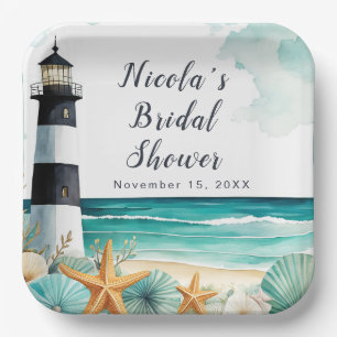 Nautical Lighthouse Bridal Shower Paper Plate