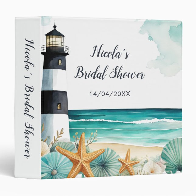 Nautical Lighthouse Bridal Shower Photo Album Binder (Front/Spine)