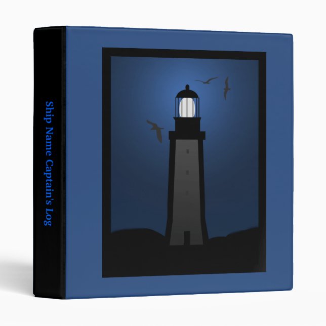 Nautical Lighthouse Captain's Log Book Binder (Front/Spine)