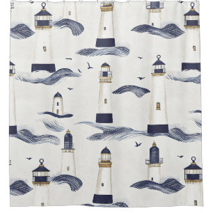 Nautical Lighthouse Coastal Blue Pattern