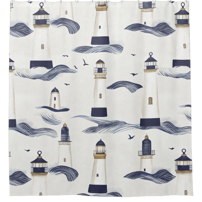 Nautical Lighthouse Coastal Blue Pattern (Front)