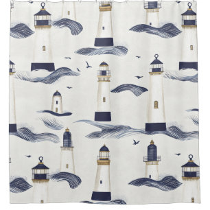 Nautical Lighthouse Coastal Blue Pattern (1)