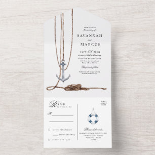 Nautical Lighthouse Destination Wedding All In One Invitation
