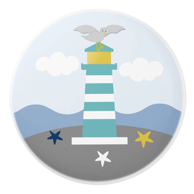 Nautical Lighthouse Nursery Drawer Pull Knob (Front)