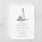 Nautical Lighthouse Ocean Seaside Wedding Invitation (Front)