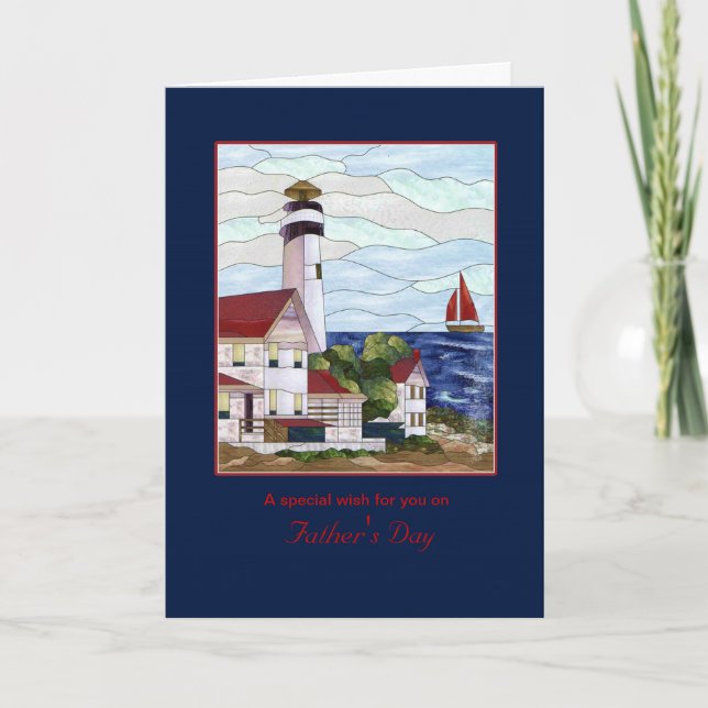 Nautical Lighthouse Outdoor Scene - Father's Day Card (Front)