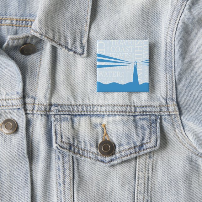 Nautical Lighthouse poster 2 Inch Square Button (In Situ)