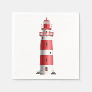 Nautical Lighthouse Red Wedding Bridal Shower Napkin