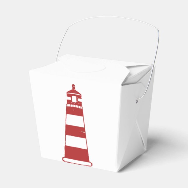 Nautical Lighthouse Red & White Stripes - Sailor Favor Box (Front Side)