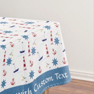 Nautical Lighthouse Sailboat Ocean Personalized Tablecloth