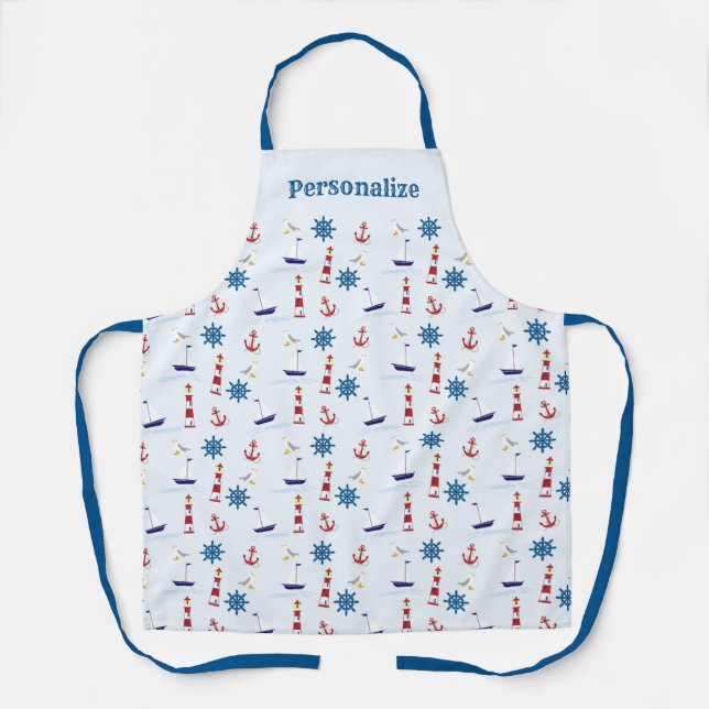 Nautical Lighthouse Sailboat Sailing Boat Apron (Front)