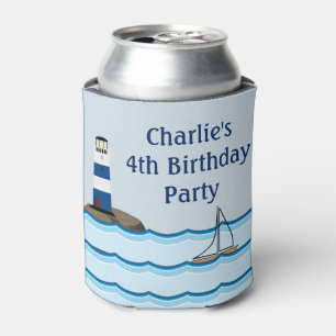 Nautical Lighthouse Scene Custom Birthday Can Cooler