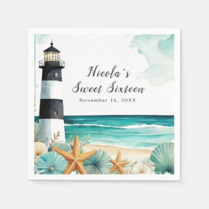 Nautical Lighthouse Sweet Sixteen Birthday Napkin