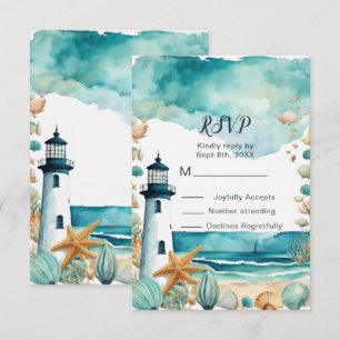 Nautical Lighthouse Sweet Sixteen Birthday RSVP Card