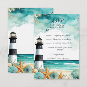 Nautical Lighthouse Sweet Sixteen Birthday RSVP Card