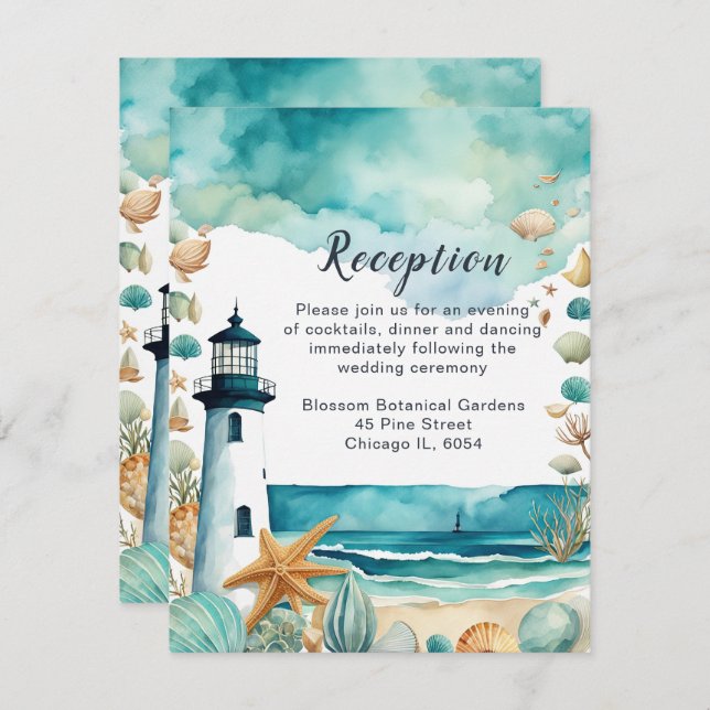 Nautical Lighthouse Wedding Enclosure Card (Front/Back)