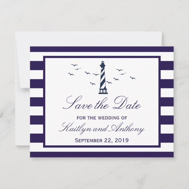 Nautical Lighthouse Wedding Enregistrer Les Cartes (Devant)