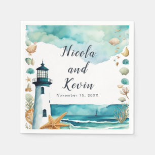 Nautical Lighthouse Wedding Napkin