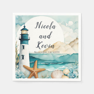 Nautical Lighthouse Wedding Napkin