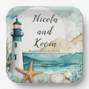 Nautical Lighthouse Wedding  Paper Plate