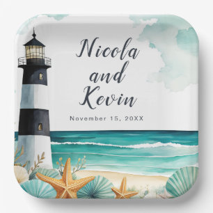 Nautical Lighthouse Wedding  Paper Plate