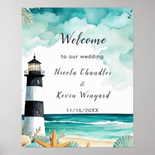 Nautical Lighthouse Wedding Poster