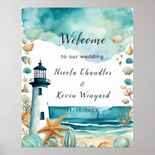 Nautical Lighthouse Wedding Poster