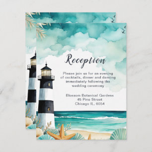 Nautical Lighthouse Wedding Reception Enclosure Card
