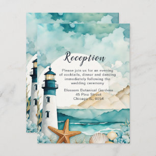 Nautical Lighthouse Wedding Reception Enclosure Card