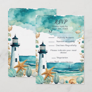 Nautical Lighthouse Wedding RSVP Card