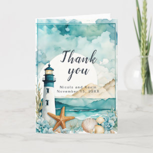 Nautical Lighthouse Wedding Thank You Card
