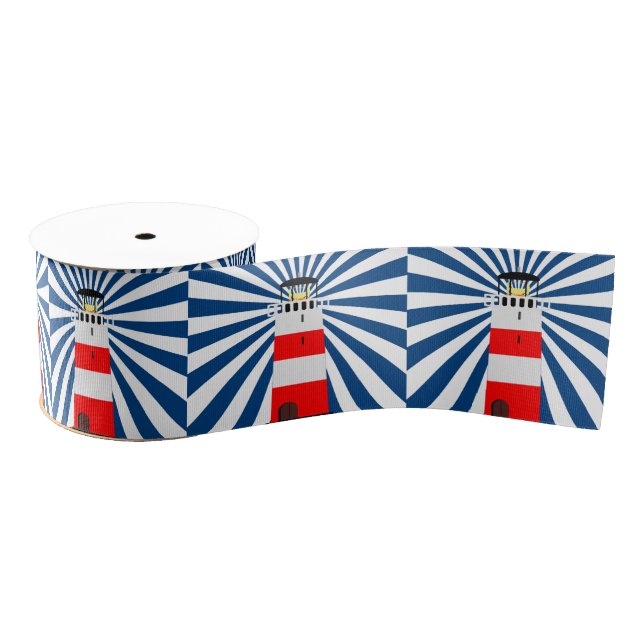 Nautical Lighthouse with Beams Grosgrain Ribbon (Spool)