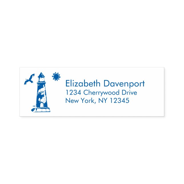 Nautical Lighthouse with Sun and Seagull Self-inking Stamp (Design)