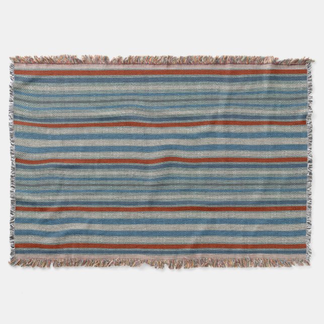 Nautical Linen Stripe Throw Blanket (Front)