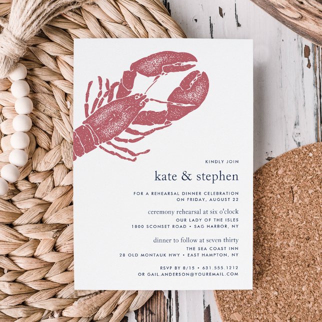Nautical Lobster Ceremony Rehearsal Dinner Invite (Creator Uploaded)