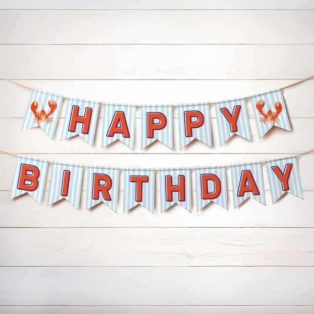 Nautical Lobster Happy Birthday Bunting Flags (Creator Uploaded)