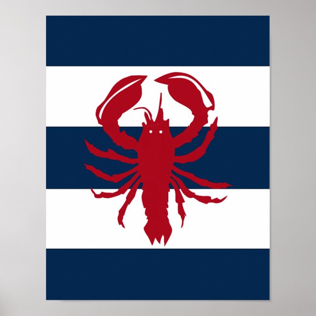 Nautical Lobster print red, navy and white (Front)