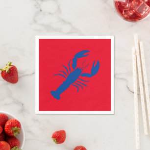 Nautical lobster red and blue summer paper napkins