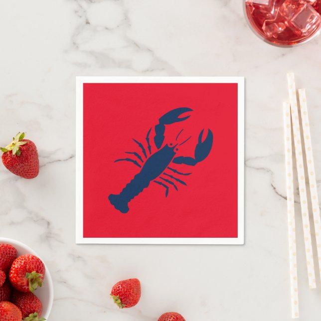 Nautical lobster red white blue paper napkins (Insitu)