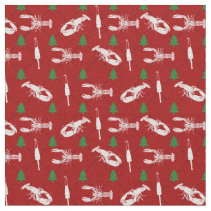Nautical Lobsters and Buoys Christmas Pattern Fabric