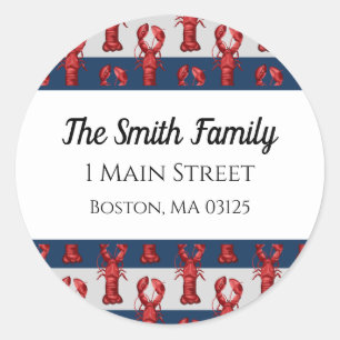 Nautical Lobsters Round Address Labels