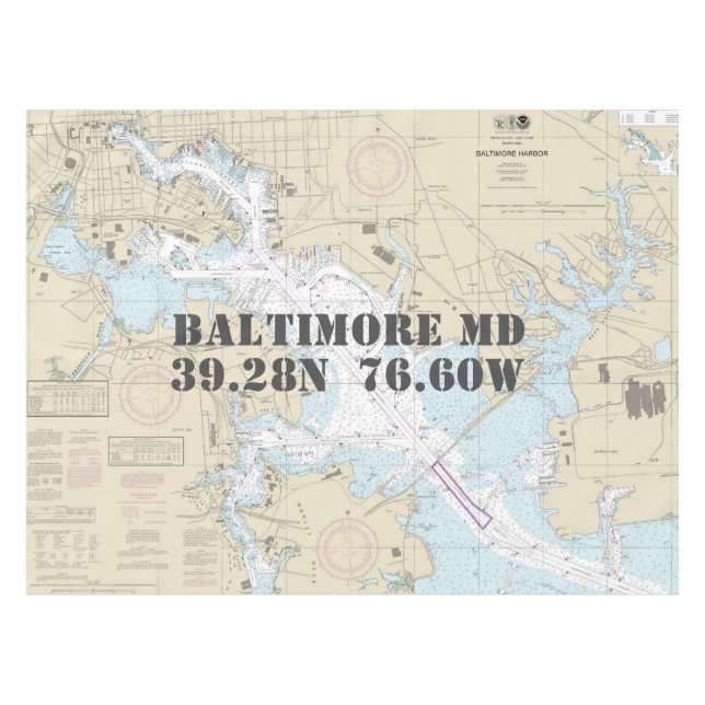 Nautical Longitude Latitude Baltimore MD 12281 Tablecloth (Front (Horizontal))