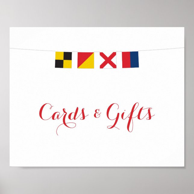 Nautical LOVE Flags Cards and Gifts Sign (Front)