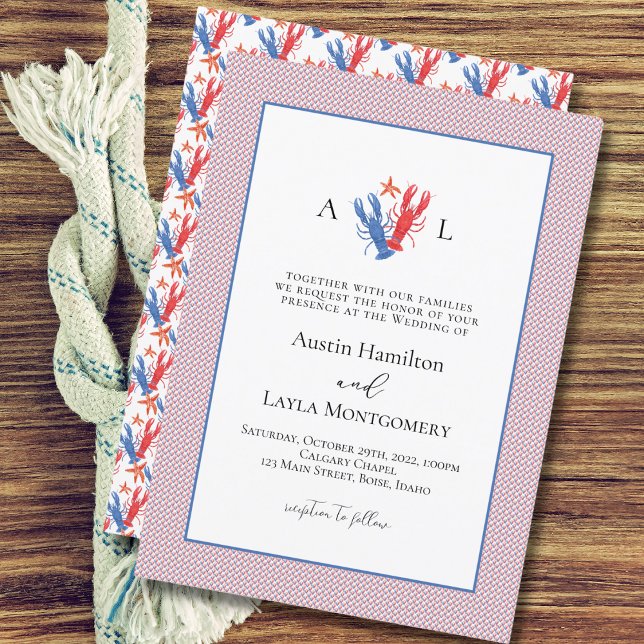 Nautical Love Lobster Wedding  Invitation (Creator Uploaded)